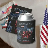 US 250 Patriotic Monuments & Eagle  Can Cooler
