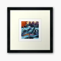 Modern Blue Watercolor Whale Coastal Poster