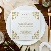 Elegant Gold Vintage Classic Wedding Menu Napkins