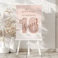 Rose Gold Glitter Script Sweet 16 Birthday Welcome Foam Board