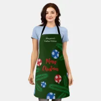 Christmas tree branch with snowflake decorations apron