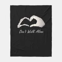 Don't Walk White Classic Skeleton Hands Hearts Fleece Blanket