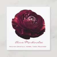 Burgandy Pink Flower Square Business Card