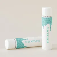Chic Glam Aqua Teal Turquoise Dripping Glitter Lip Balm