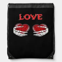 Skeleton Hands Heart Funny Design Drawstring Bag
