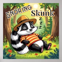 Snoring Skunk | Cute Cartoon Kid's Nursery Art Poster