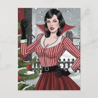 Festive Vampire Lady Christmas Postcard