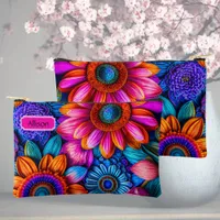 Floral pattern in boho style, personalizable  accessory pouch