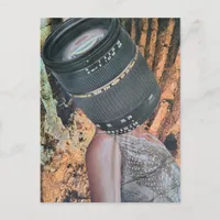 Funny Woman With Camera Lens Head Postcard