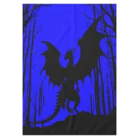 Black Silhouette Dragon on Blue - Fantasy | Tablecloth