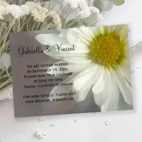 Soft White Daisy on Gray Wedding Save the Date Invitation