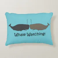 Ocean Whale Watching and Blue Stripes Accent Pillow