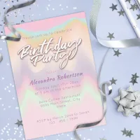 Modern Pastel Color Blend Birthday Party Custom Invitation