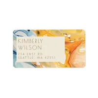 Abstract Sea Waves and Sand Stones Beach Wedding Label