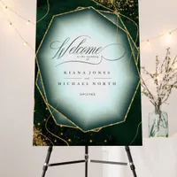 Fine Lines Gold Wedding Welcome Green ID867 Foam Board