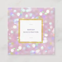 *~* Abstract Pastel Dusty Rose Lavender Bokeh Dots Square Business Card