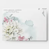 Ivory Blush Pink Cottage Flowers Envelope