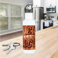 I Eat Bacon Text with Background Water Bottle