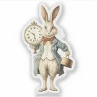 Retro White Rabbit With Pocketwatch Sticker