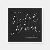 Modern Black and White Elegant Bridal Shower Napkins