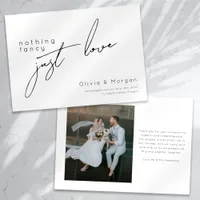 Nothing Fancy Just Love Script Photo Wedding Announcement