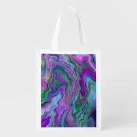 Purple and Blue Fluid Art    Grocery Bag
