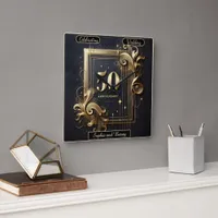 Timeless Gold: 50-Year Commemoration Square Wall Clock