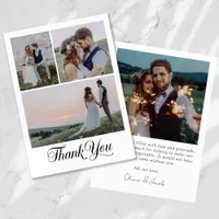 Minimalist 4 Photo Wedding Thank You Card