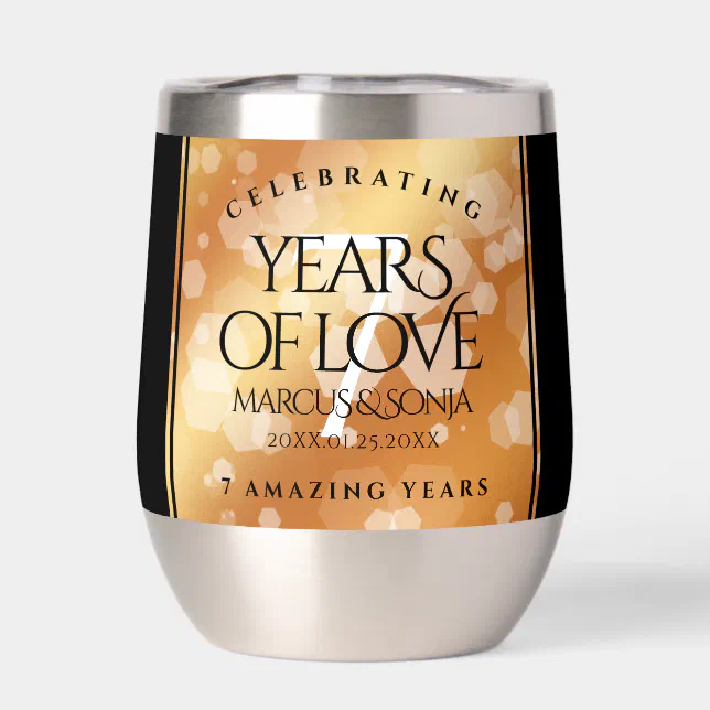 Elegant 7th Copper Wedding Anniversary Thermal Wine Tumbler