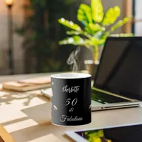 Wildflowers black yellow 50 fabulous birthday coffee mug