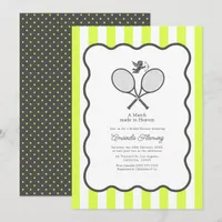 Tennis Ball Yellow & Charcoal Preppy Bridal Shower Invitation