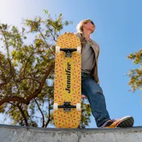 Bold Yellow Orange Pink Geometric Pattern Skateboa Skateboard