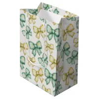 Yellow and Green Coquette Bows New Baby Shower Medium Gift Bag