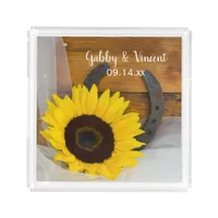 Sunflower and Horseshoe Western Wedding Acrylic Tray