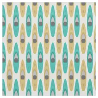 Kayaker Kayak Canoes Pattern in Blue and Beige Fabric