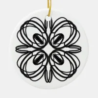 Black and White #5 Clover Ceramic Ornament