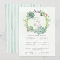 Watercolor Desert Cactus Succulents Baby Shower Invitation