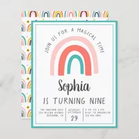 Budget Rainbow Magical Birthday Party Invitation