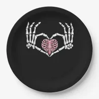 Skeleton Hand Heart Funny Halloween Women Men  Paper Plates