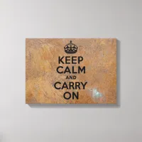 Grungy Metal Plate Keep Calm in Black Canvas Print