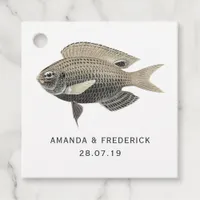 Blue and Gold Vintage Nautical Wedding Fish Favor Tags