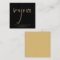 MINI | Rejoice Elegant Script Gold Black Holiday Note Card