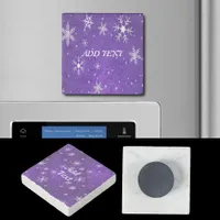 White Snowflakes Blue-Purple Marble Stone Magnet