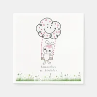 Little Baby Rabbit On A Swing Cute Spring Easter  Napkins