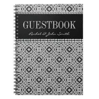 Tribal Black White design Guestbook Notebook