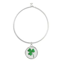 Green Glitter Shamrock Happy St Patrick’s Day  T-S Bangle Bracelet