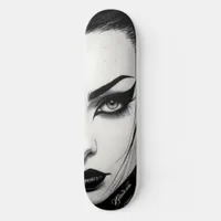 Goth girl bold ink drawing skateboard