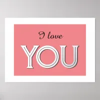 I Love You Romantic Pink Elegant Typography Shiny Foil Prints