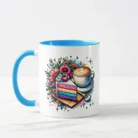 Flowers, Coffee and Rainbow Cake Personalized Mug