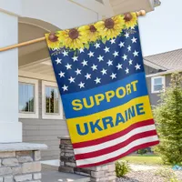 Ukraine US American Sunflowers Ukrainian Patriotic House Flag